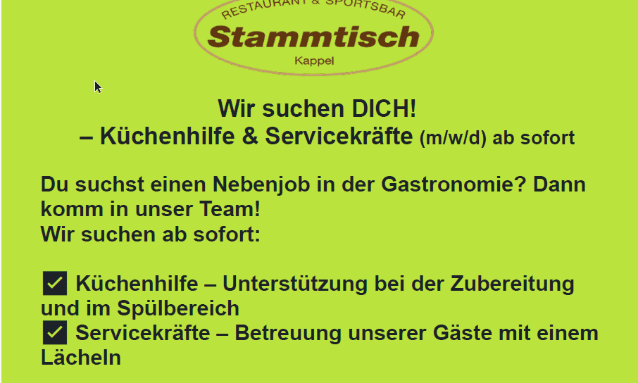 Stammtisch sucht Verstärkung
